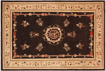 handmade Geometric Kafkaz Chobi Ziegler Brown Beige Hand Knotted RECTANGLE 100% WOOL area rug 10 x 14